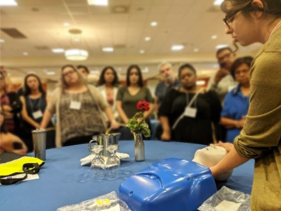 lecturer teaching in a Simm Lab